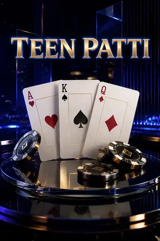 Kheloexch Teen Patti image featuring playing cards, poker chips and a premium Indian online card game experience.
